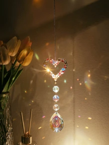 1pc Colorful Crystal Butterfly, Heart, Star, Sun Wind Chime Hanging Decoration For Home