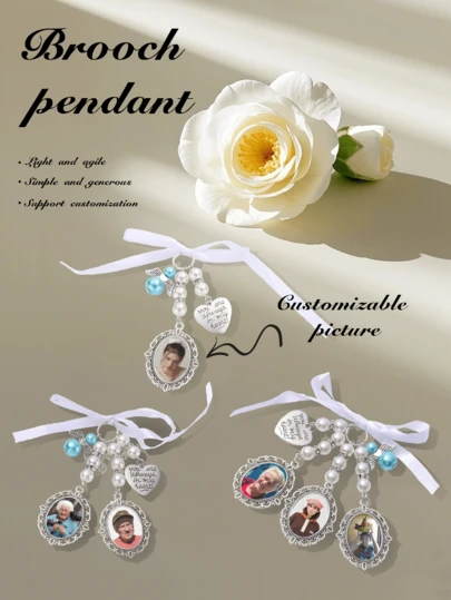 1pc Customized Photo Brooch, Personalized Gift, Bride To Groom Wedding Gift, Graduation Season Photo Brooch, Custom Photo Brooch, Golden Groom Memorial Photo Brooch, Custom Memorial Photo Brooch, Mother's Day, Father's Day, Birthday, Graduation Gift, Cute, Colorful, Fashionable, Personalized, Unique, Her Ideal Gift, Girlfriend, Friend, Family, Her