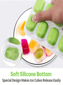 1/5Pcs Silicone Ice Cube Molds With Stainless Steel Ice Clip, Easy Release And Flexible, 14 Cavities 4 Mixed Colors With Spill-Proof Removable Lids, Stackable With Lid, Kitchen Accessories, Small Kitchen Utensils