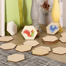 50 Hexagonal Wooden Pieces, Wooden Hexagons, Hexagonal Wood Slices For Crafts, Home Decoration, Wood Burning. Wooden Blank Tags, Wooden DIY Crafts, Painting Supplies. - White - View 6