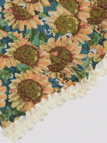 Oil Painting Printed Bouquet Corset Sunflower Pattern Corset Body Shaping Medieval Retro Corset Top, Back Tie Front Button - Multicolor - View 5