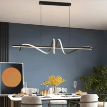 1 pieza Lámpara colgante LED lineal en espiral creativa, regulable en 3 colores, lámpara de techo de lujo nórdica, luminaria lineal de aleación de aluminio, adecuada para habitación, estudio, comedor, bar, cocina, sala de estar, iluminación del dormitorio - Multicolor - Ver 8