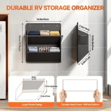 可折叠节省空间收纳架] 可折叠门挂式鞋架，带粘性口袋 - 适用于房车和露营衣柜的节省空间墙面收纳，悬挂式鞋架