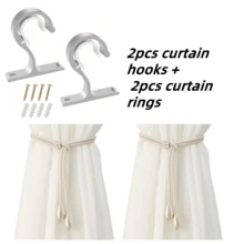 2 piezas Soporte de varilla única de aleación de aluminio ajustable para cortina, 20-28mm Soporte de fijación de varilla de cortina resistente con tornillos para cortina o barra de armario - Multicolor - Ver 11