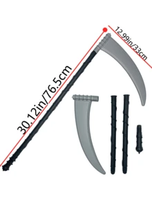 1pc Universal Halloween Plastic Toy Prop 3-Section Sickle, Plastic Costume Party Fake Vintage Simulation Prop, Large Size