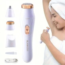 Afeitadora eléctrica recargable 3 en 1 - Una recortadora de cabello indolora apta para la cara, la nariz, las cejas y la barba, apta para recortadoras de cabello de mujer, maquinillas de afeitar faciales, eliminación del vello, barba, brazos, piernas, axilas y bikini - Juego de afeitadora portátil, juego de belleza recargable, regalo para fiestas