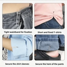 4 Pieces Invisible Waist Tightening Metal Button Clips - Adjustable, Fashionable Accessory For Jeans And Clothes, Easy To Use, Comfortable And Versatile - Multicolor - View 3
