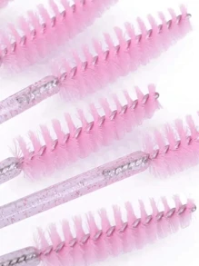 50/200pcs Disposable Mascara Wands, Nylon Bristle Eyelash Brush Spoolies, Unscented Eyebrow Extension Applicator With ABS Plastic Rod, Normal Skin Compatible - Pink And Black Wand Set