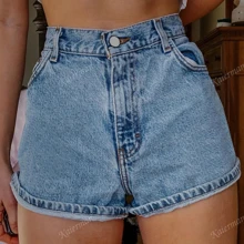 Women's Denim Print Casual Shorts, Minimalist & Fashionable, Suitable For Summer