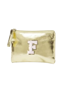 Golden Shimmering Pu Makeup Bag, Embroidered With Towel Initials A-Z, Large Capacity Makeup Bag, Stylish And Simple Coin Wallet, Elegant Ladies' Shiny Handbag, Mini Fashionable Pu Coin Wallet, Simple Solid Color Shiny Storage Bag - Gold - View 20