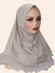 1pc Women's Fashion Crystal Linen Blend Soft Fabric Headscarf, Chiffon Crinkle Hem Headwrap, Style, Suitable For All Seasons