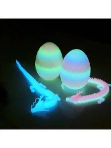 1 件神秘收藏品，夜光彩虹龙蛋模型 - 3D 打印，包含一条龙，非常适合家居装饰、新年礼物等。