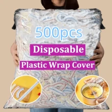500个超大加厚一次性保鲜膜食品储存袋，适用于冰箱盖和碗 - 彩色 - 查看 1