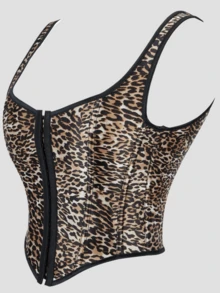 Leopard Print Corset, Wild Hot Girl Style, Front Button And Back Tie Waist Palace Vest, Suitable For All Kinds Of Parties, Role Playing, Daily Wear - Multicolor - View 2
