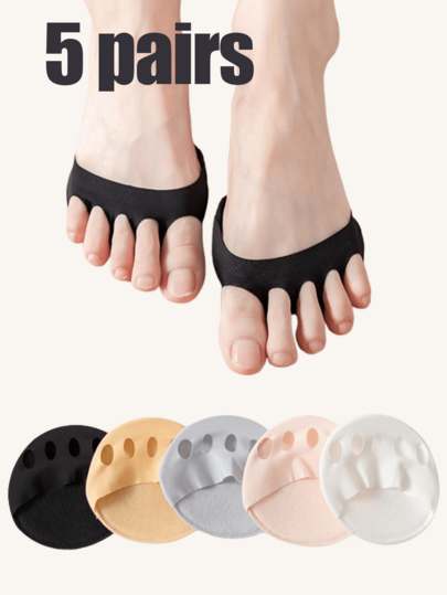 1/5 زوج من الجوارب النسائية الحريرية المصنوعة من السيليكون اللاصق الشفاف المُنفِّس، مناسبة للارتداء في الصيف