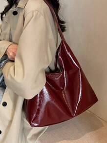 Vintage Pu Leather Shoulder Bag, Crossbody Bag, Ladies' Casual Tote Bag, Suitable For Commuting Work