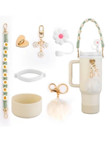 7Pcs Accessories Set For Cup 30oz 40oz, Including Silicone Straw Cover And Bottle Boot Handle Strap Charms For Tumbler Decorations For - Multicolor - View 12