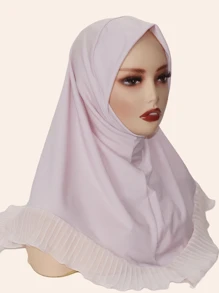 1pc Women's Fashion Crystal Linen Blend Soft Fabric Headscarf, Chiffon Crinkle Hem Headwrap, Style, Suitable For All Seasons