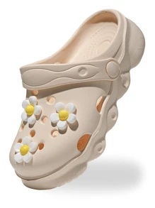 HOEASE Exclusive Girls' Fashionable Lightweight Clogs, EVA Soft Sole Breathable And Comfortable Leisure Garden Shoes And Beach Shoes, Personalized Customized Accessories, For Home And Outing, For All Seasons