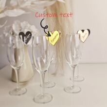 Etiqueta personalizada de acrílico para copa de vino, toppers para bebidas de boda, encantos de vino personalizados, tarjetas con nombres en forma de corazón para favores de boda, encantos de vino de acrílico, tarjetas con nombres para la boda