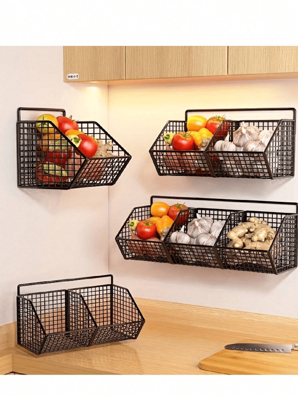 Obstkorb, Gemüsekorb, Aufbewahrungsregal für den Esstisch, Obstregal für die Arbeitsplatte und die Wandmontage, Snack- und Gewürzregal, multifunktionaler Aufbewahrungskorb für Kartoffeln und Zwiebeln in Küche und Wohnzimmer