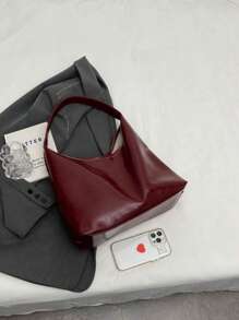 Vintage Pu Leather Shoulder Bag, Crossbody Bag, Ladies' Casual Tote Bag, Suitable For Commuting Work