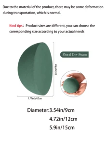 1 Pack Green Dried Round Floral Foam Half Spheres - Reusable, Easy-To-Cut Craft Foam Blocks For DIY Arrangements, Weddings, Parties, Home Decor - Seasonal Floral Foam For Artificial Plants