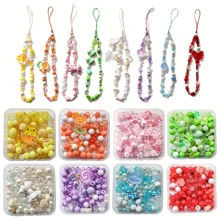 1 Set de accesorios de cuentas acrílicas de colores, fresco y lindo estilo universitario, adecuado para decoración en pulseras, llaveros, mochilas, accesorio de moda de verano, regalo encantador para amigos, manualidades con cuentas
