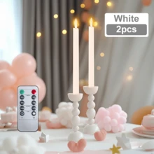 6/3件套无焰LED蜡烛，带闪烁灯光和遥控定时器，电池供电，适合儿童生日派对、粉色和蓝色主题派对装饰，也适用于感恩节、圣诞节、万圣节、婚礼、情人节、新年礼物、感恩节壁炉装饰和家居装饰。 - 款式A - 查看 15