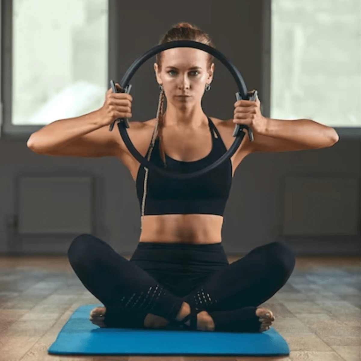 Anel Pilates Cor Sortido Preto Ou Lilas Atividade Fisica Esporte Yoga Academia Treino