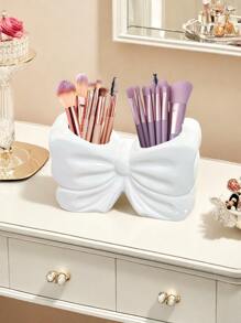 1pc Cute Bow-Shaped Pen Holder - Desktop Organizer Of Makeup Brushes And Office Supplies, Elegant Makeup Brush Storage, Perfect For Creative Decorative Designs For Girls, Students And Girls,For Holiday Beach, Bathroom Collection, Bedroom Collection, Large Capacity