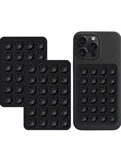 2 Packs Silicone Suction Phone Case Mount, Silicon Adhesive Suction Cup Phone Mount, Non Slip Sticky Phone Grip For Cellphone, Strong Grip Holder For Selfies And Videos(Black) Compatible With IPhone, Android Phone, Gift For Birthday, Family, Friends Phone Holder, Phone Stand, Phone Accessories