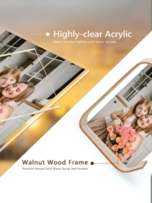 Customized Personalized Photo With Acrylic Wooden Picture Frame, Rustic Wooden Picture Frame And High-Definition Acrylic Display Frame, Double-Sided Frame Desktop Display, Wedding Party Picture Frame Photo Decoration, Meaningful Practical Gift