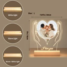 1pc, 6.9/7.87in(H) Personalized Night Light With Photos, Acrylic Plaque, Gifts For Women, Gifts, Anniversary Gifts, Birthday Gifts, Mother's Day Gifts Graduation