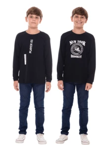 Kit 3 Long Sleeve T-Shirts For Boys, Teens, And Children, Printed - Nhiều màu - Xem 7
