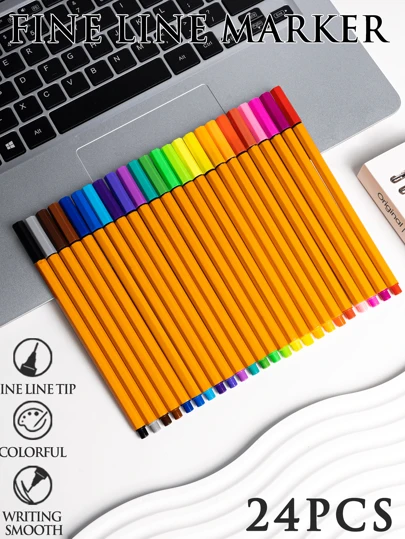 Paquete de 24 colores de bolígrafos de punta fina / rotuladores / marcadores para volver a la escuela