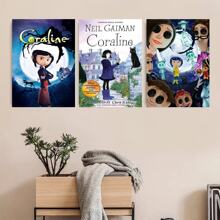 1pc/3PCS Wall Arts Posters Anime Anime Anime Movie "Ghost Mom" Posters And Printed Cartoon Horror Witch Quotes Canvas Painting Wall Art Suitable For Living Room Home Decoration Frameless/Framed Canvas Art
