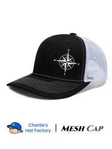 1 件指南针印花 Cnotrast 网帽夏季棒球帽，户外透气街头帽卡车司机帽可调节头围高品质 - 指南針 - 查看 3