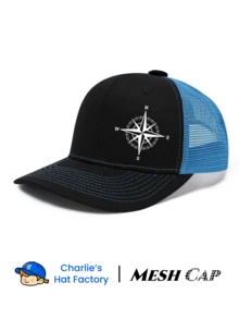 1 件指南针印花 Cnotrast 网帽夏季棒球帽，户外透气街头帽卡车司机帽可调节头围高品质 - 指南針 - 查看 4