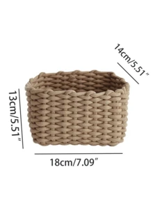 1pc Woven Makeup Storage Basket, Gift For Valentine's Day - Multicolor - View 3