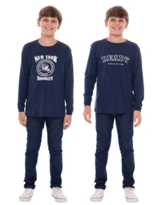 Kit 3 Long Sleeve T-Shirts For Boys, Teens, And Children, Printed - Nhiều màu - Xem 4
