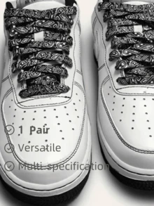 Personalized Laces, Paisley Flower Pattern Shoelaces Suitable For Sneakers, Dunks, Kyrie,Casual Shoes,White Shoes,Basketball Shoes - Black and White - View 4