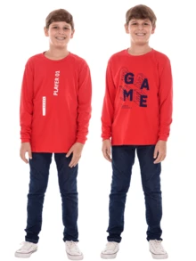 Kit 3 Long Sleeve T-Shirts For Boys, Teens, And Children, Printed - Nhiều màu - Xem 8
