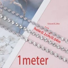 1m/Pack Stainless Steel Round Patterned Chain, Sunflower Chain, For DIY Jewelry Making Necklace Bracelet Accessories - H2838 - View 11