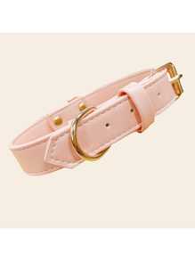 New INS Style Pink Leather Pet Dog Collar With Gold Buckle, Suitable For Large, Medium And Small Pets, Soft, Comfortable, Durable Gold-Plated Metal Buckle, More Sturdy Than Plastic Buckle, Easy To Tighten And Quickly Release