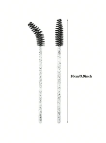 50/200pcs Disposable Mascara Wands, Nylon Bristle Eyelash Brush Spoolies, Unscented Eyebrow Extension Applicator With ABS Plastic Rod, Normal Skin Compatible - Pink And Black Wand Set