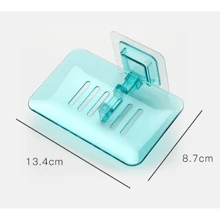 1pc Punch-Free Adhesive Soap Holder With Slotted Drain, Wall Mount Soap Case For Bathroom Sink And Shower, Efficient Water Draining Soap Bar Tray, Easy To Attach Strong Suction Soap Dish, Contemporary Design Soap Organizer, Durable And Practical Bathroom Accessory. Back To School