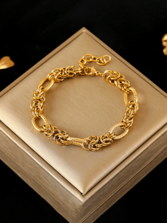 1pc Stainless Steel Exaggerated Criss-Cross Textured Multi-Function Thick Chain Bracelet, Fashion Women/Couples Jewelry, Beach Accessory For Summer