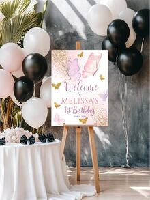 1件装 - 个性化生日派对海报，定制个性化生日派对欢迎牌，生日派对无框海报，定制姓名帆布海报，欢迎牌生日海报，平面印刷品，家居生活，装饰您的家，纪念品 - 彩色 - 查看 2