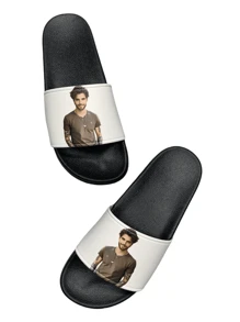 Chinelos masculinos personalizados com estampa, presentes personalizados para namorado, família, clientes, adequados para feriados, praia, escritório, uso doméstico